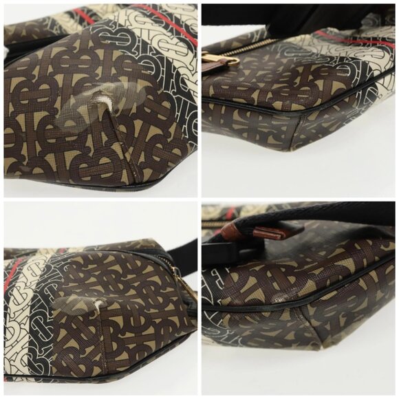 BURBERRY Body Bag PVC Leather Brown Gold Auth - Picture 16 of 16